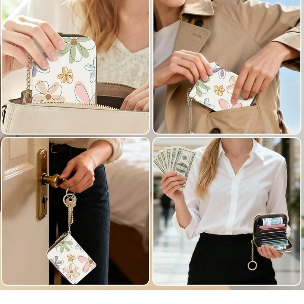 Floral Patterned Card Holder Wallet
